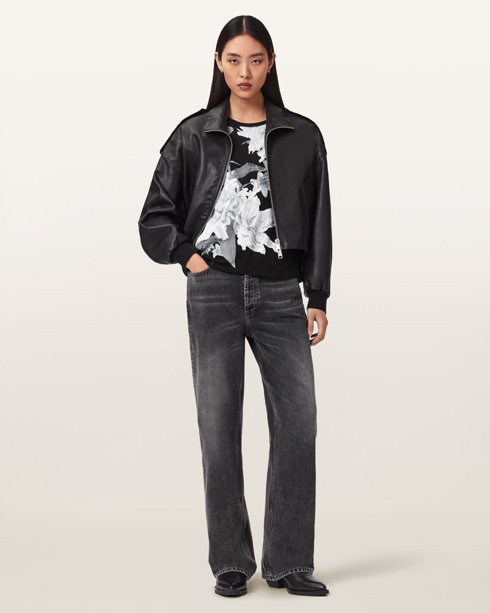 Black Color Crystal Anna Tee from AllSaints