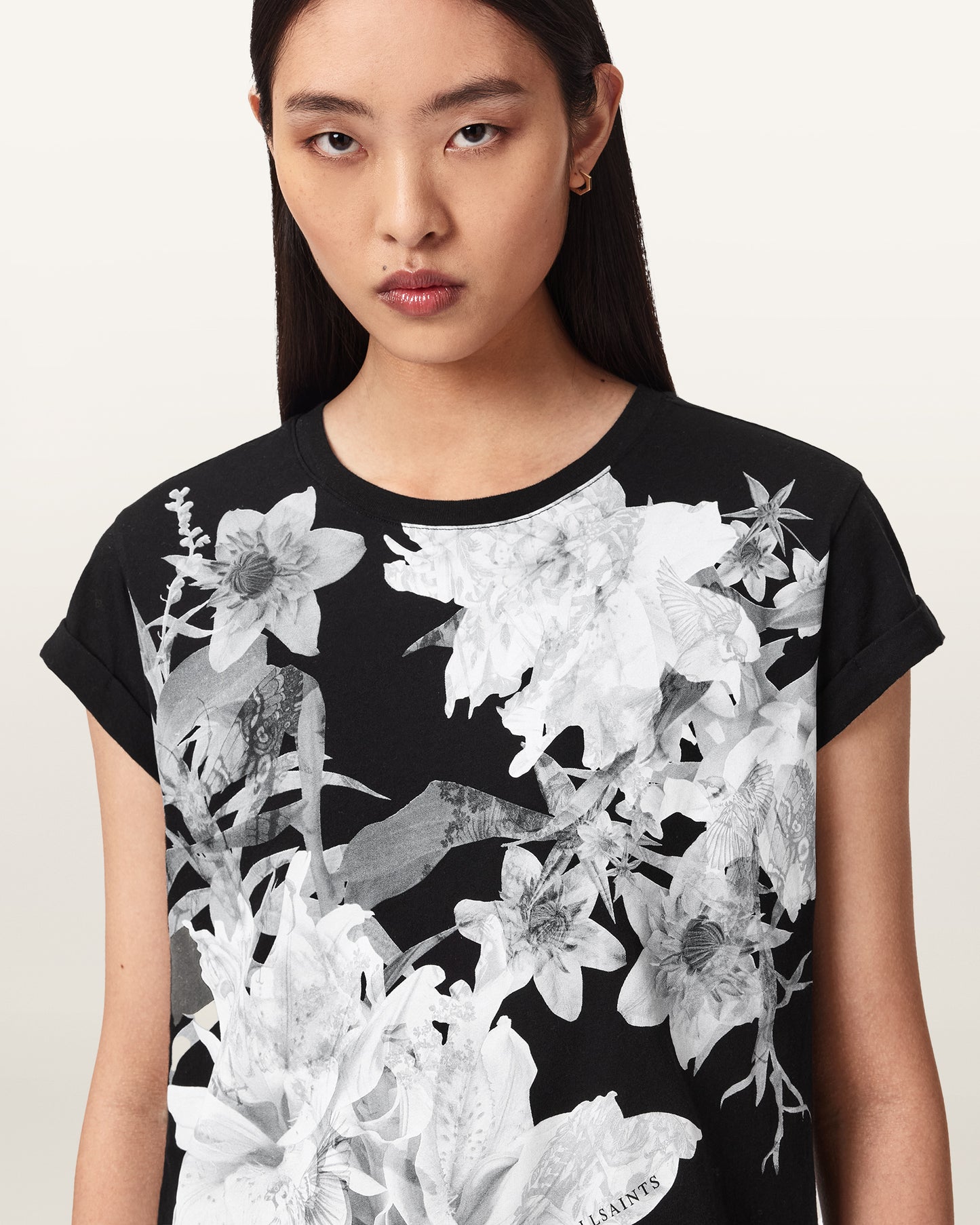 Black Color Crystal Anna Tee from AllSaints