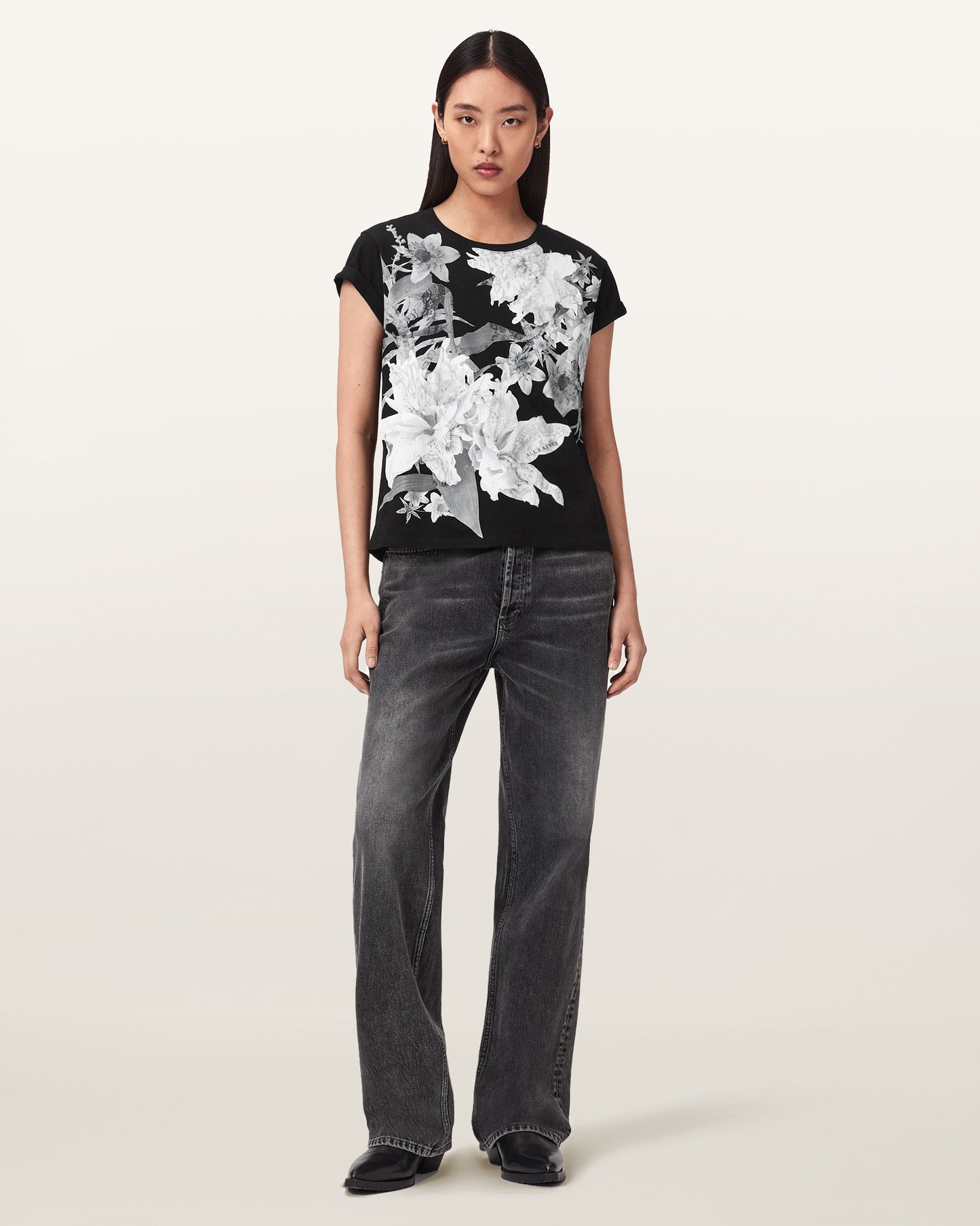 Black Color Crystal Anna Tee from AllSaints