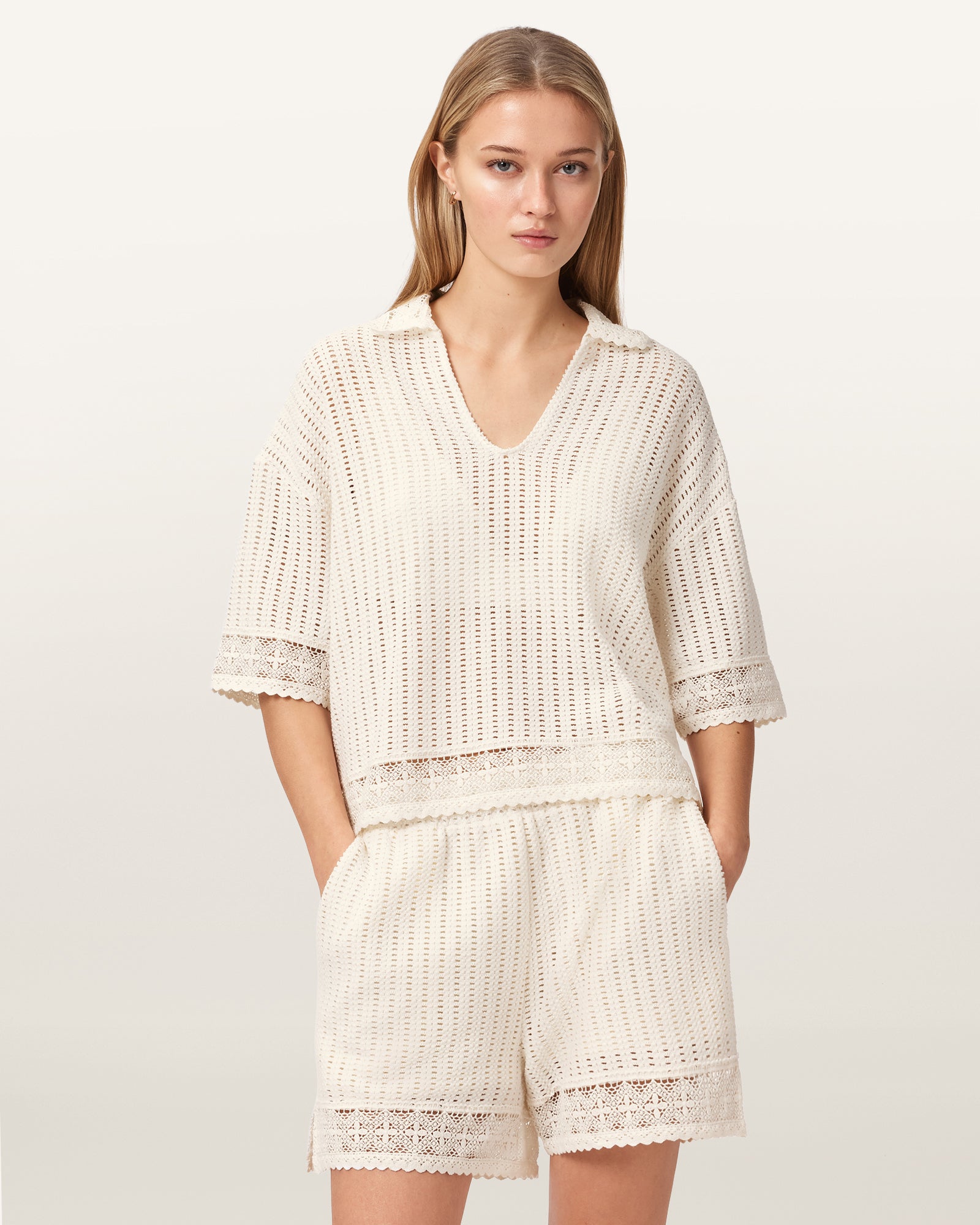 MALLOW WHITE Color Elma Crochet Top from AllSaints