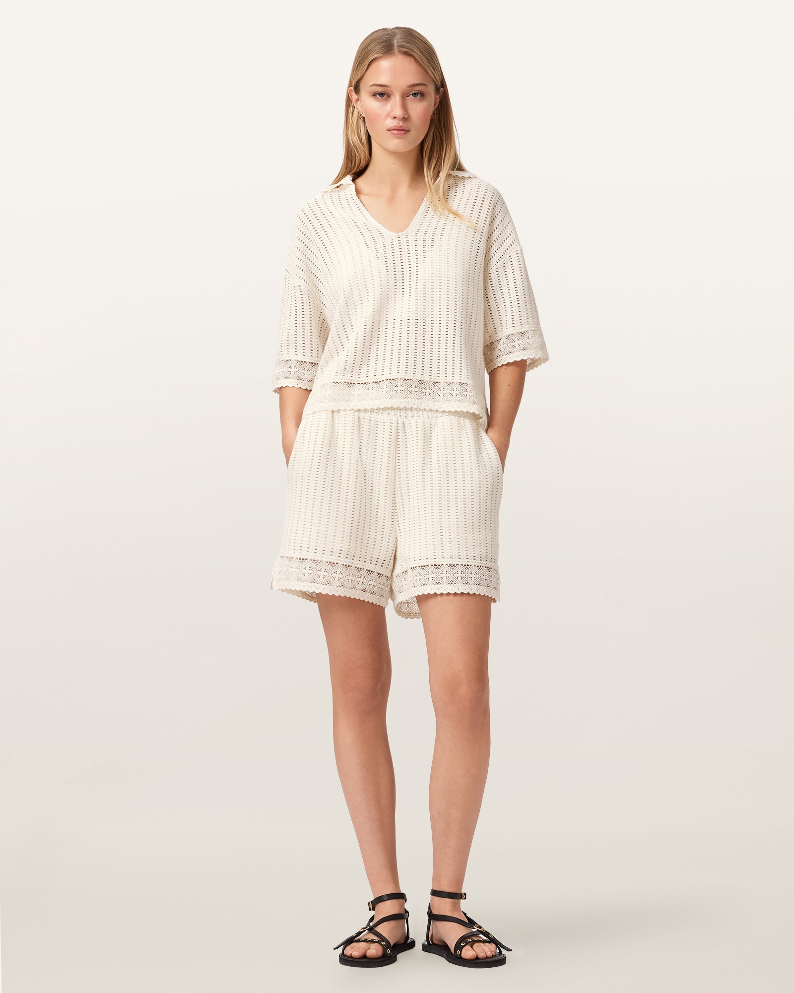 MALLOW WHITE Color Elma Crochet Top from AllSaints
