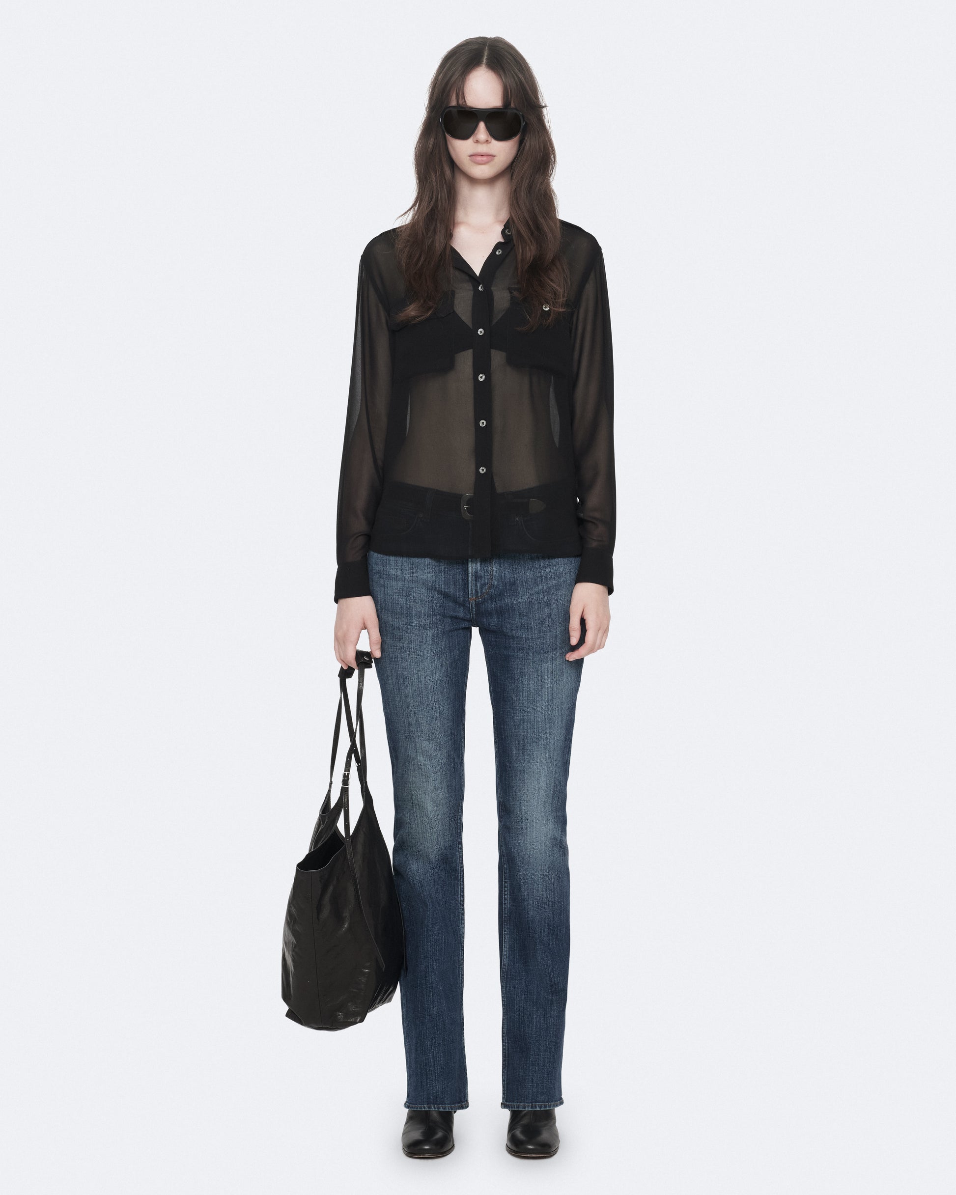 SHEER BLACK Color Maven Military Shirt from AllSaints