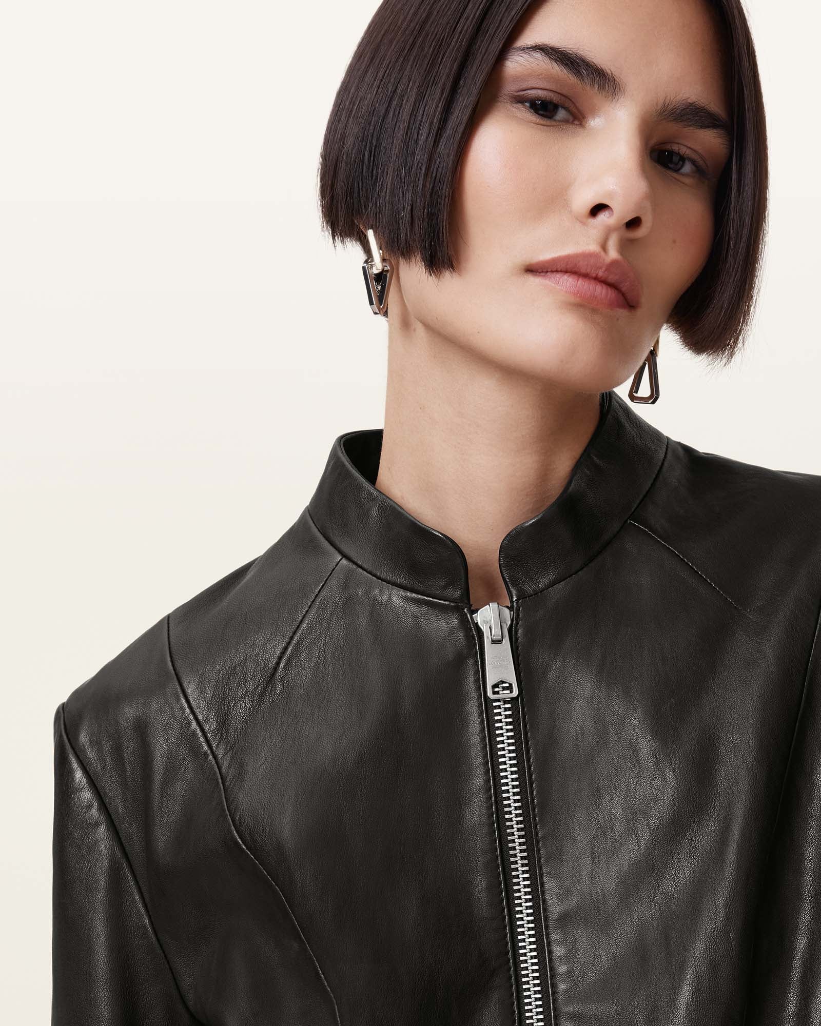 Black Color Sadler Leather Jacket from AllSaints