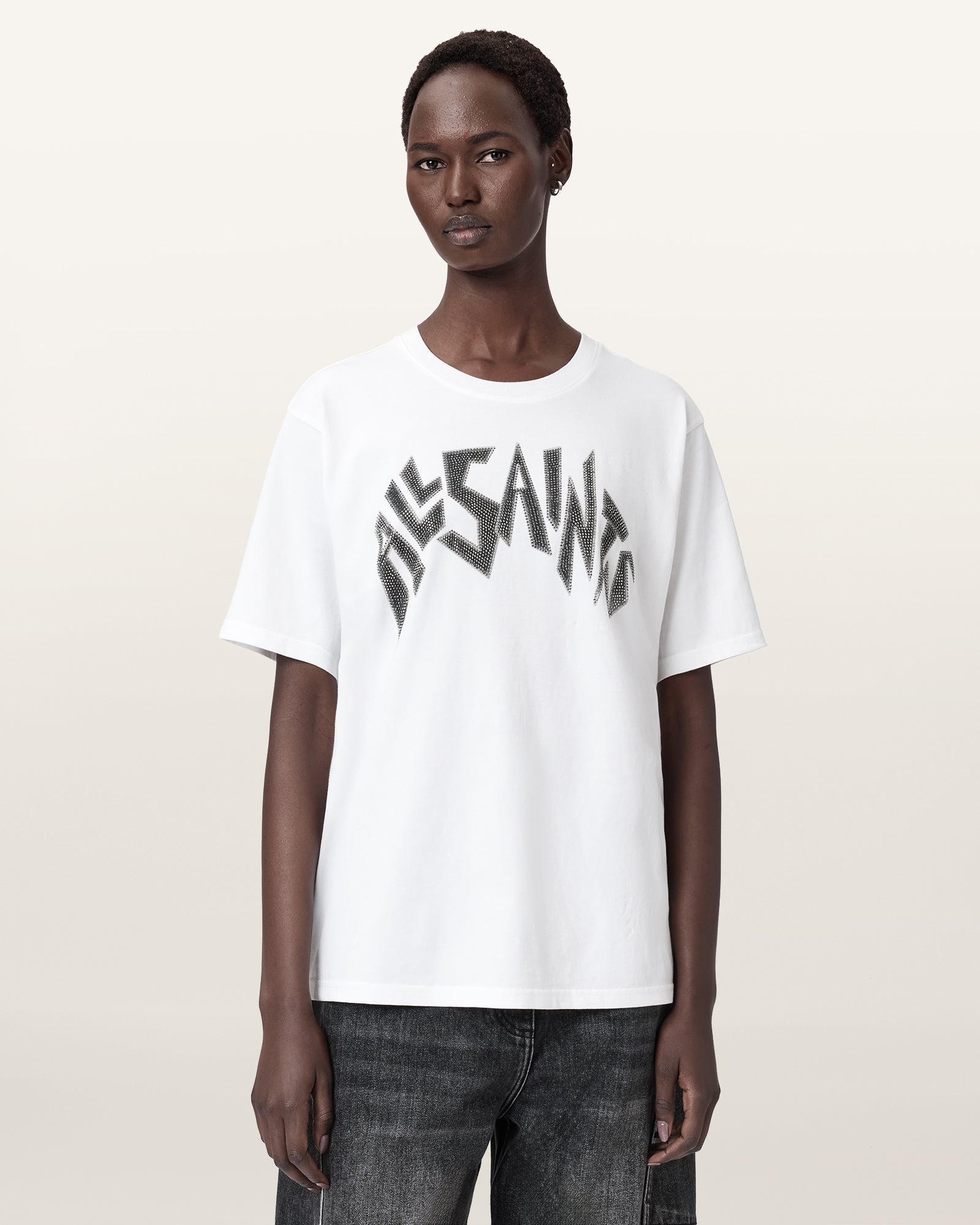 Optic White Color Zinc Boyfriend Tee from AllSaints