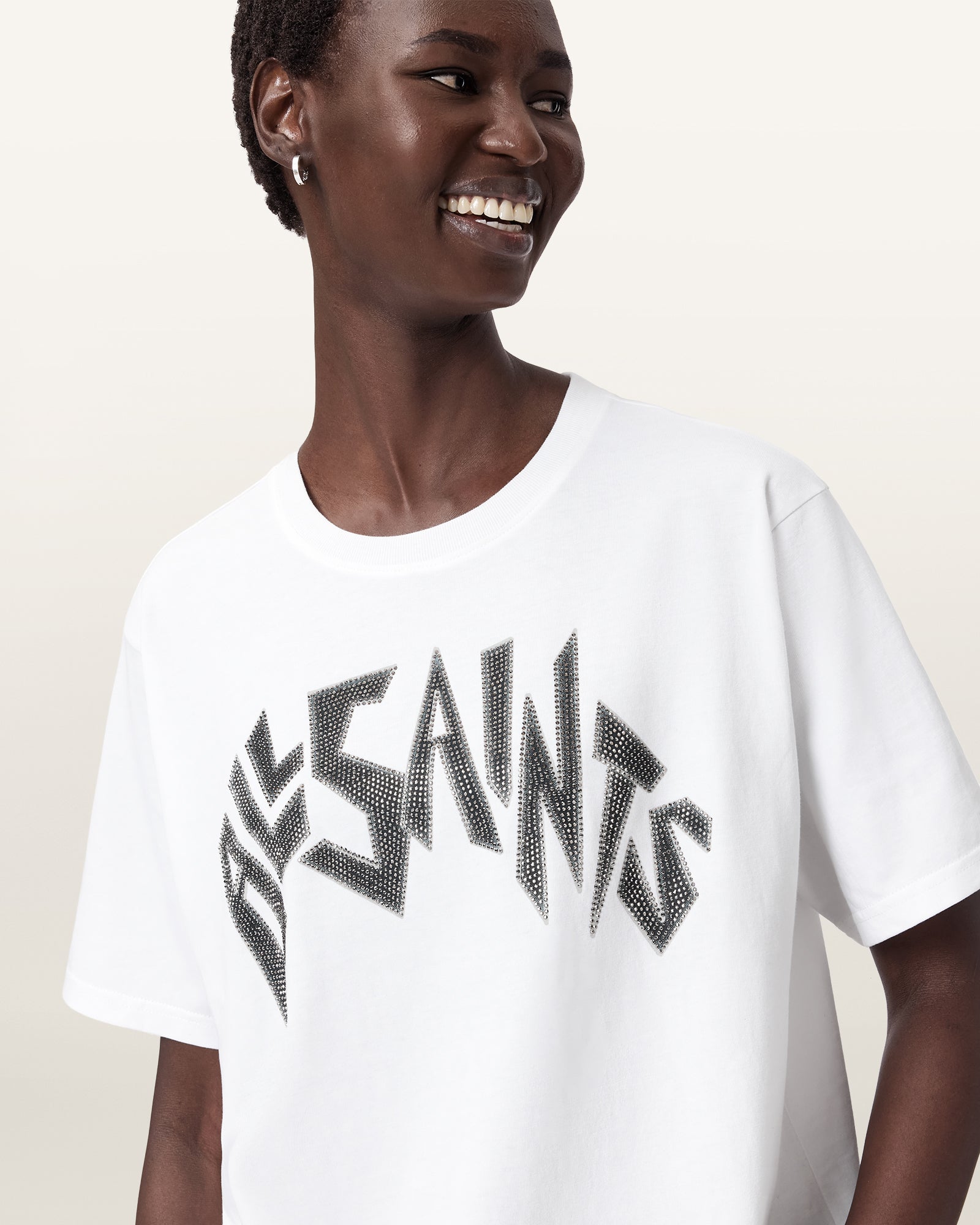 Optic White Color Zinc Boyfriend Tee from AllSaints