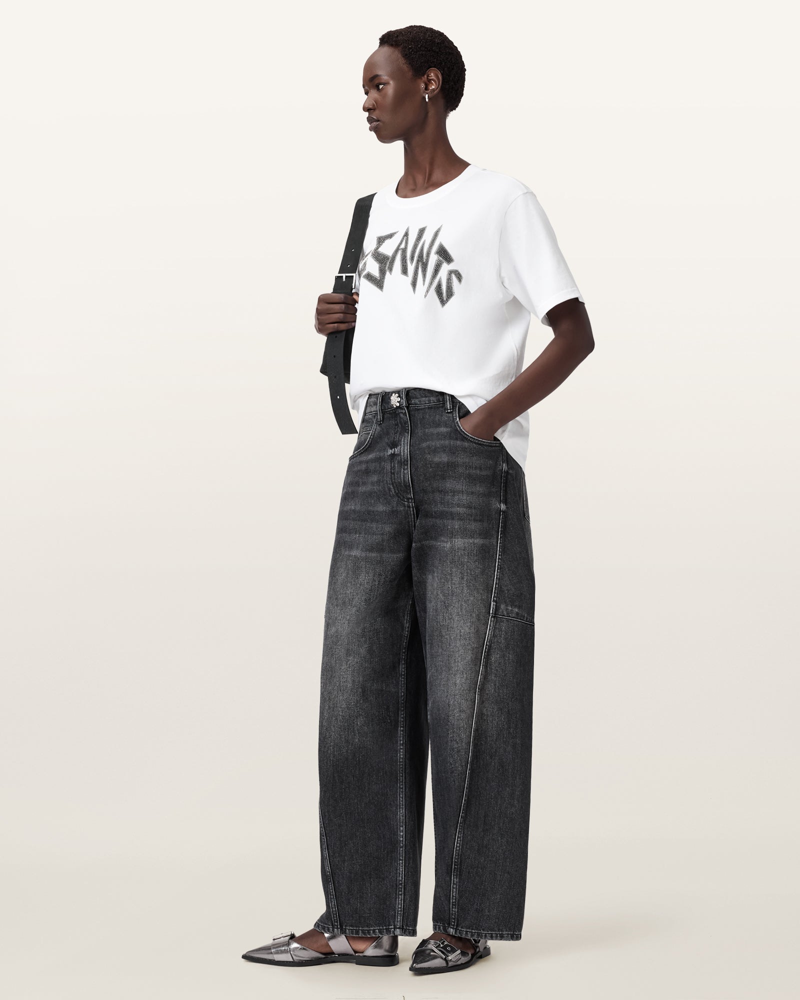 Optic White Color Zinc Boyfriend Tee from AllSaints