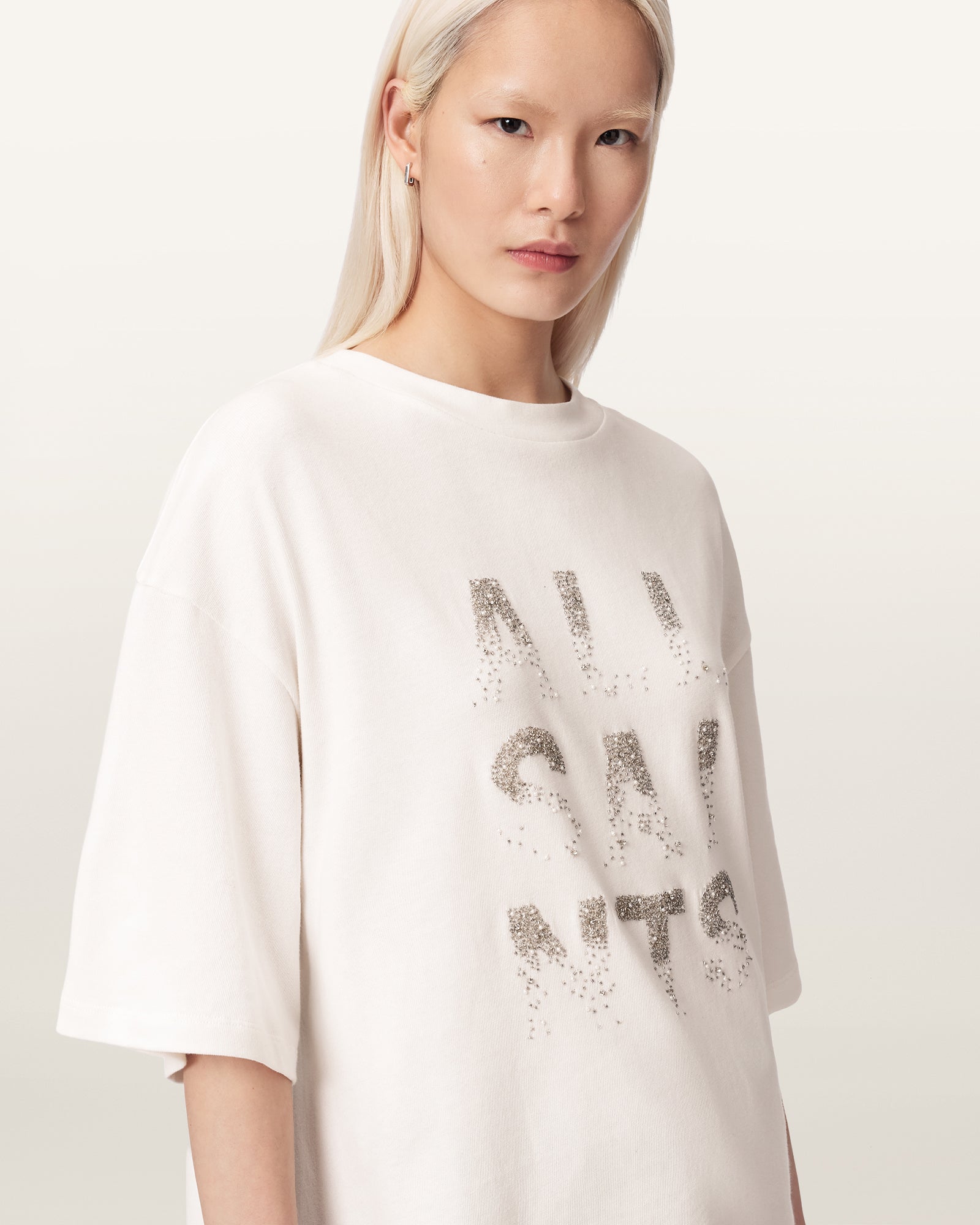 Optic White Color Stacks Amelie Tee from AllSaints