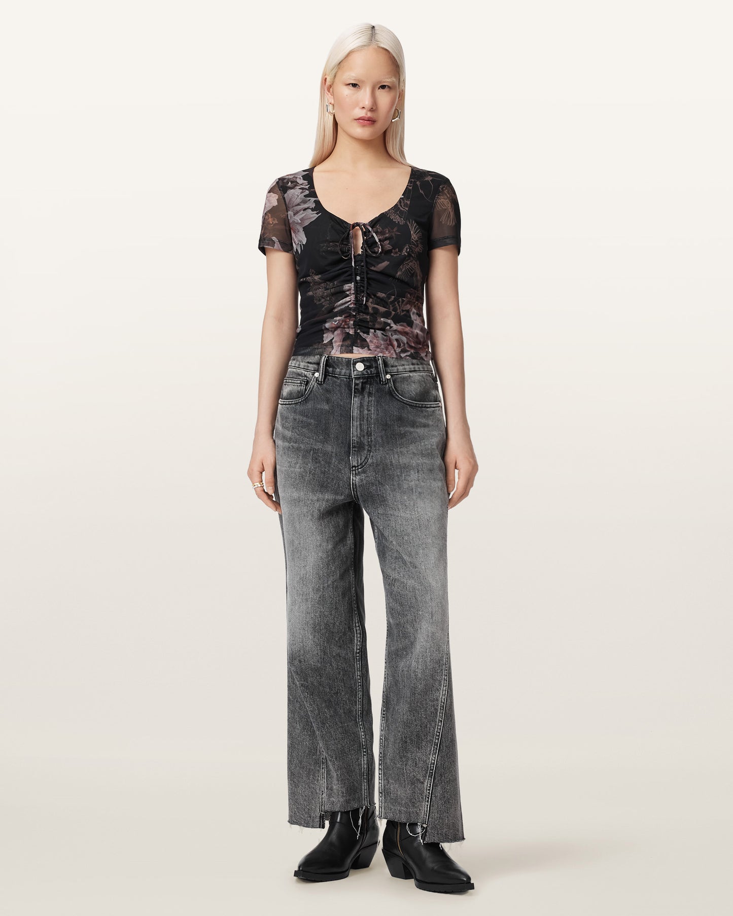 CRYSTAL BLACK Color Gabby Mesh Top from AllSaints