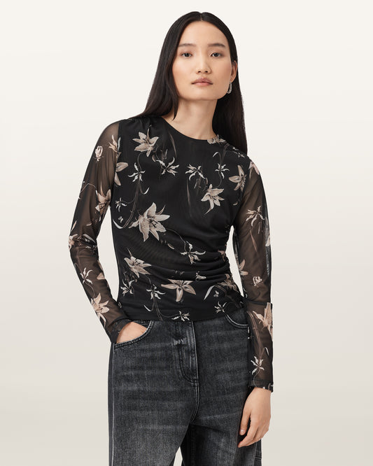 PETRA SEPIA BROWN Color Caia Mesh Top from AllSaints