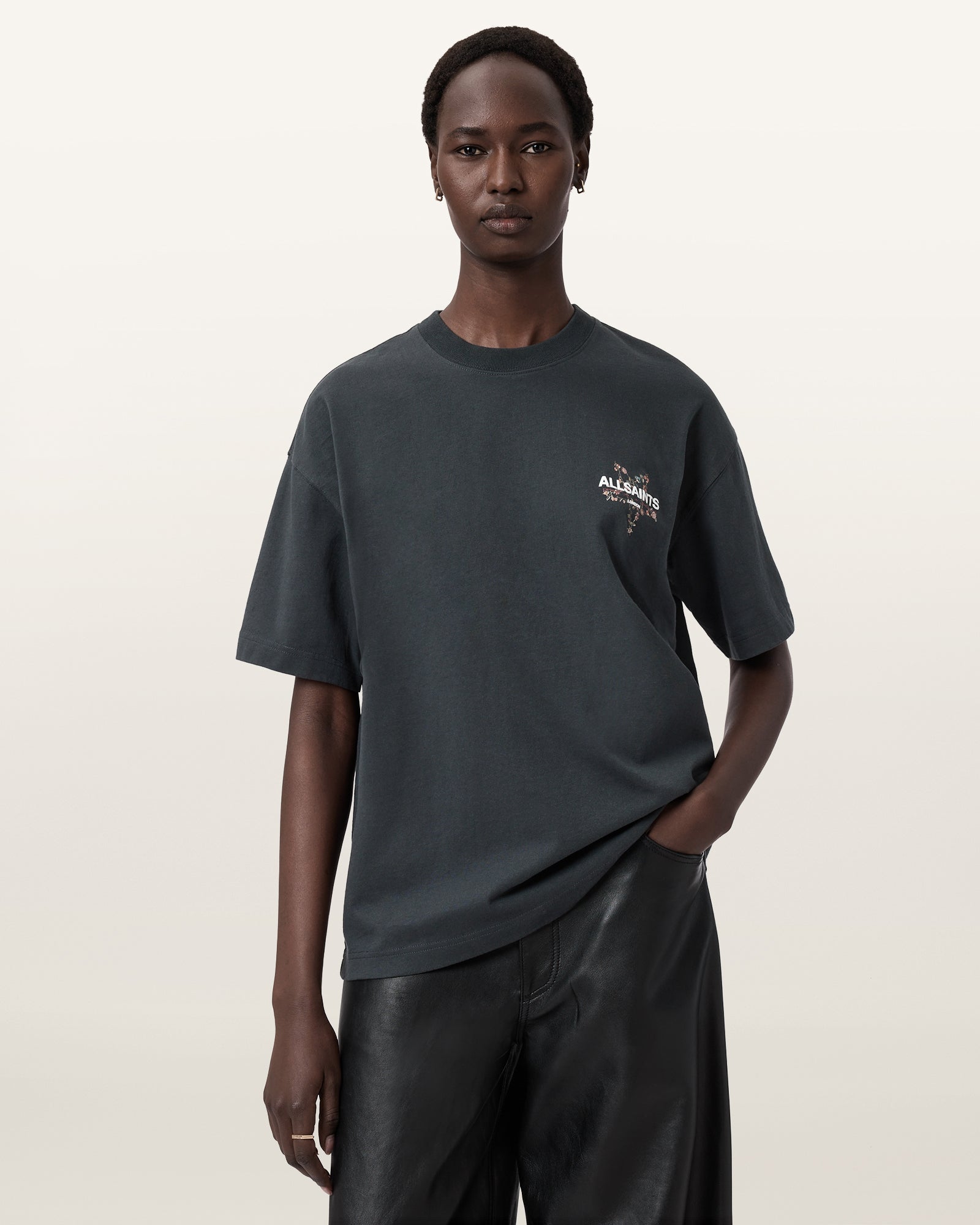 Washed Black Color Pentacle Etta Tee from AllSaints