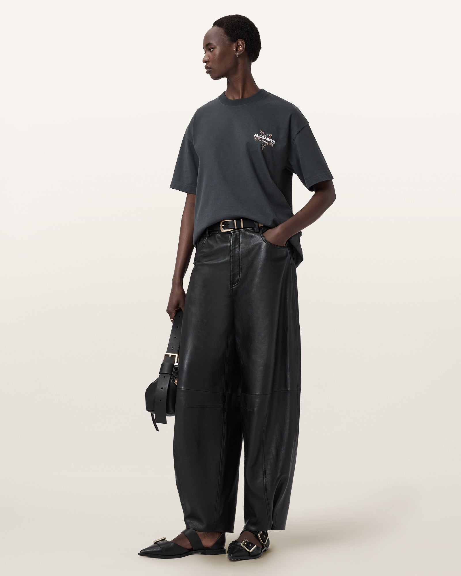 Washed Black Color Pentacle Etta Tee from AllSaints
