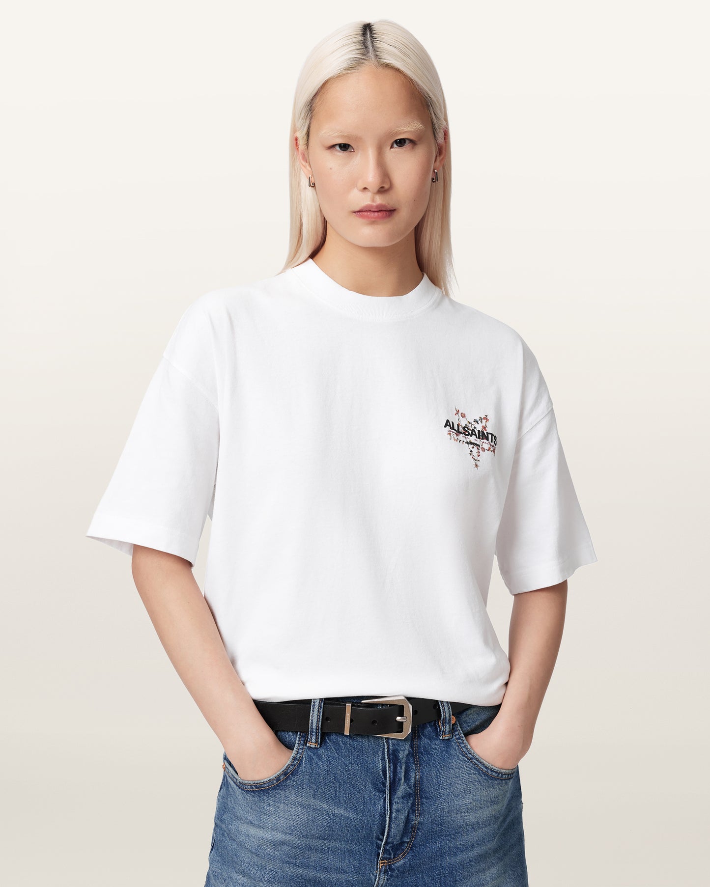 Optic White Color Pentacle Etta Tee from AllSaints