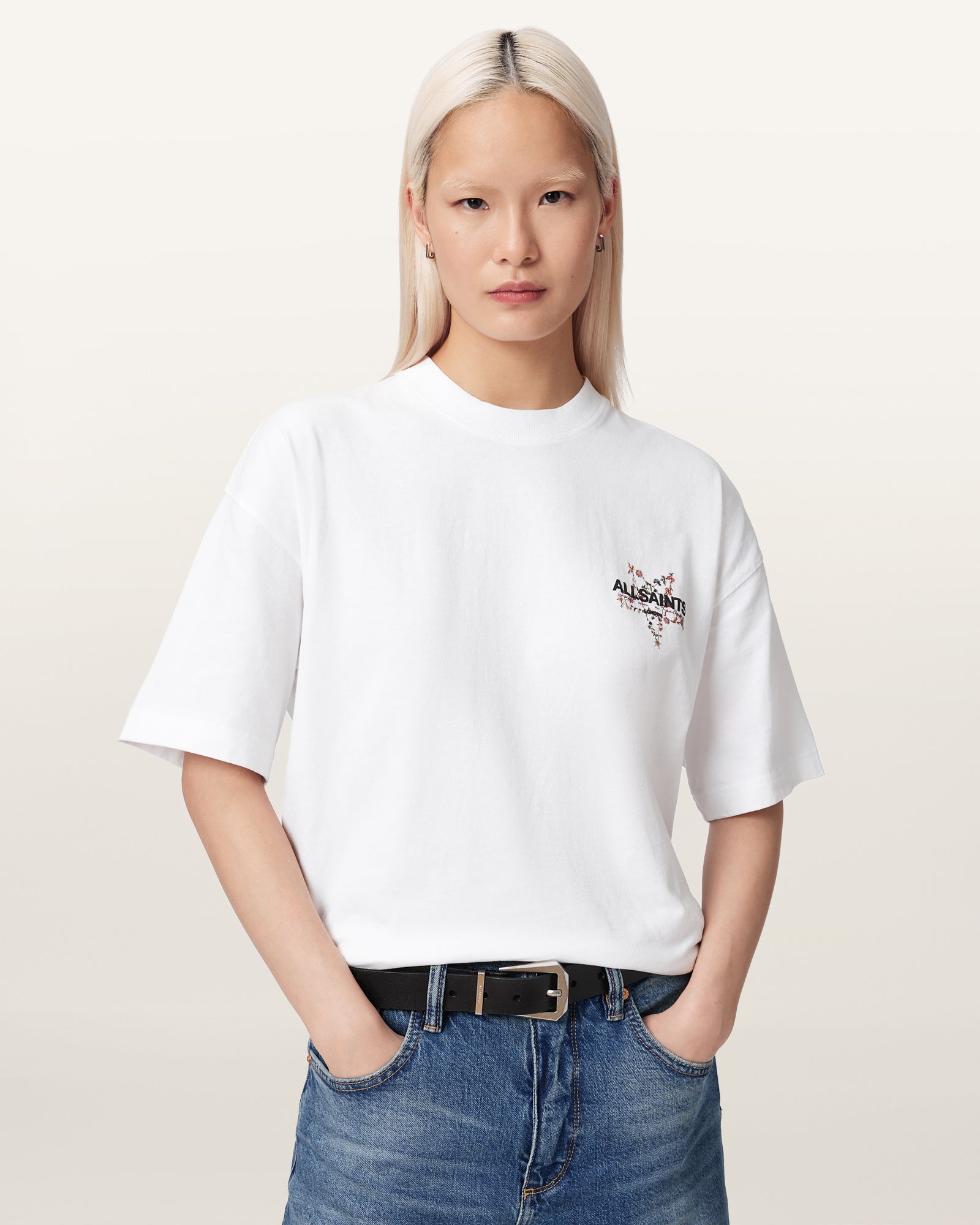 Optic White Color Pentacle Etta Tee from AllSaints