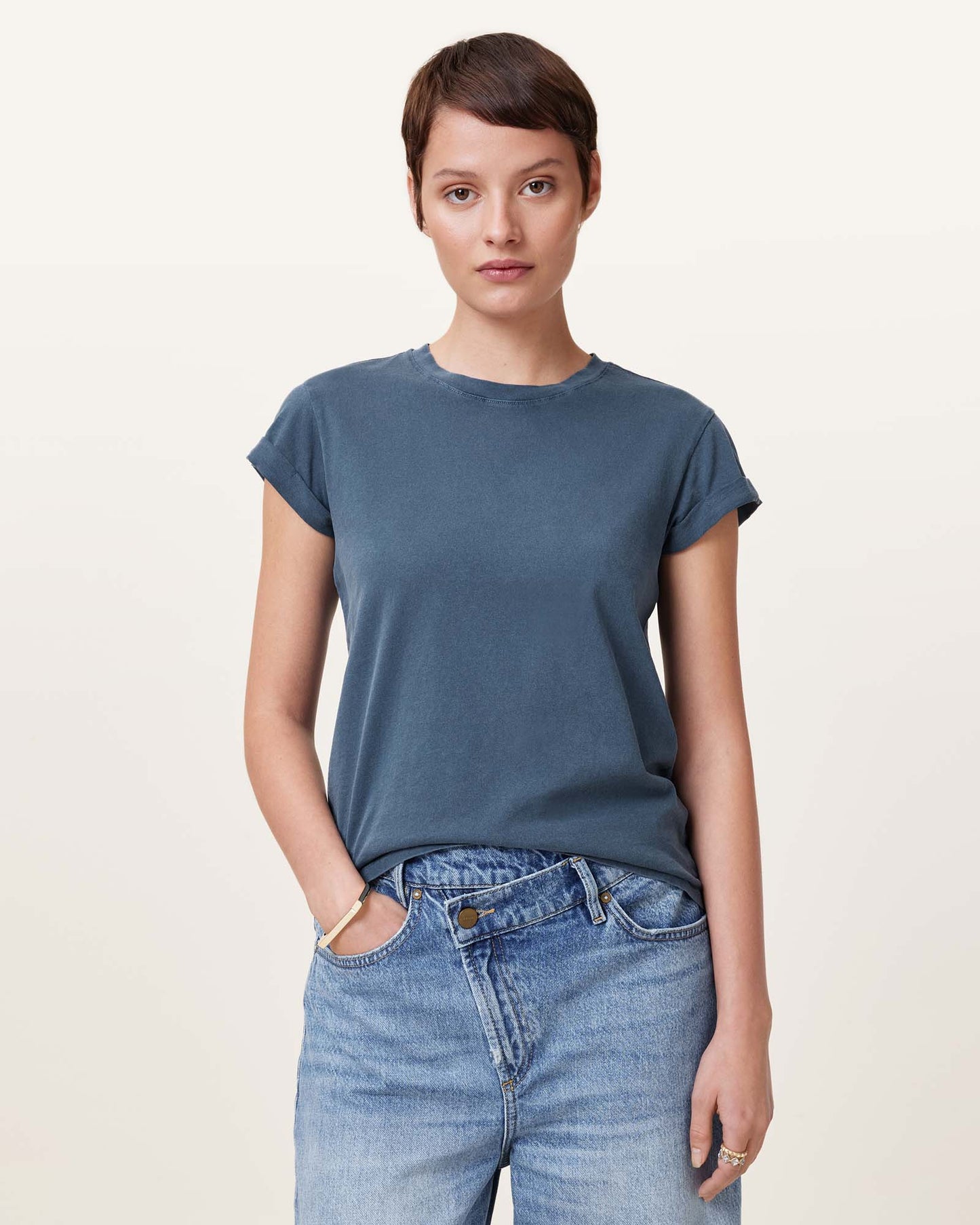 OYSTER BLUE Color Anna Tee from AllSaints