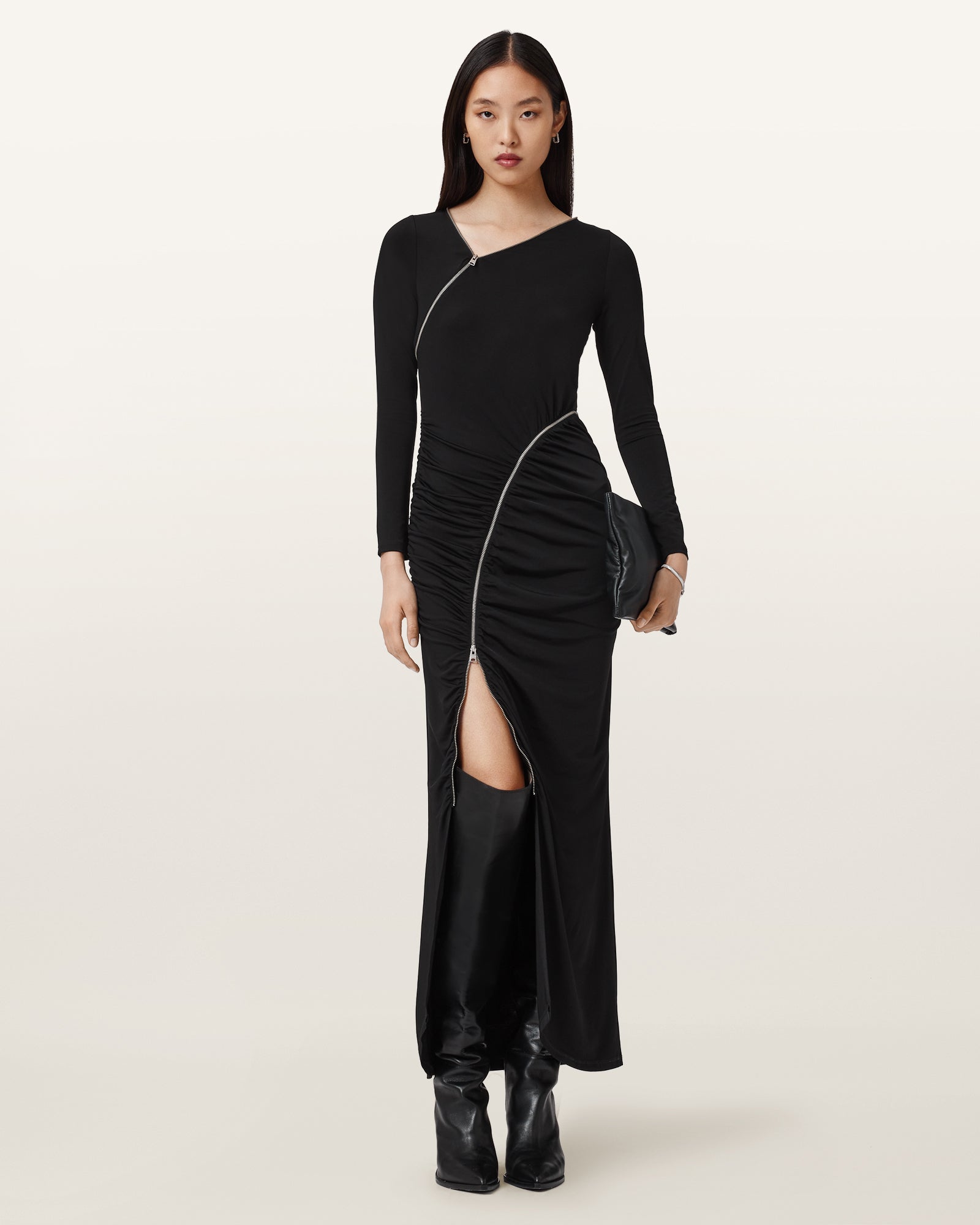 Black Color Elsie Zipper Dress from AllSaints