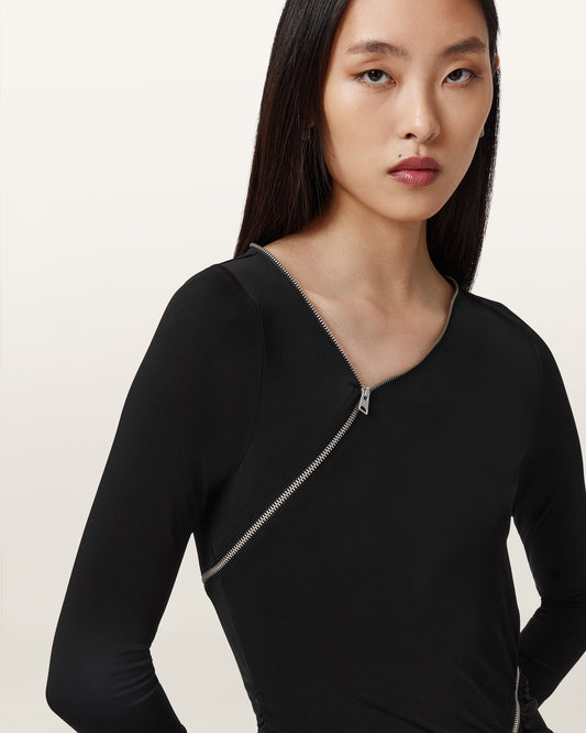 Black Color Elsie Zipper Dress from AllSaints