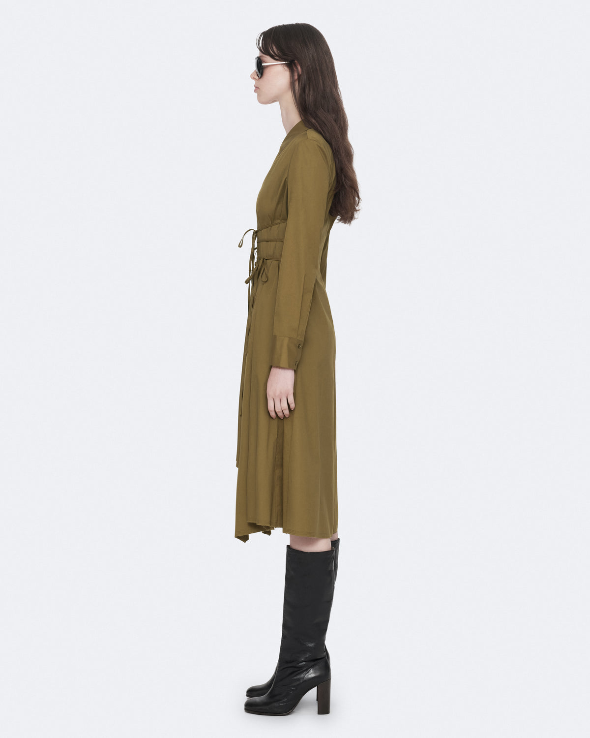 Olive Khaki Green Color Marley Dress from AllSaints