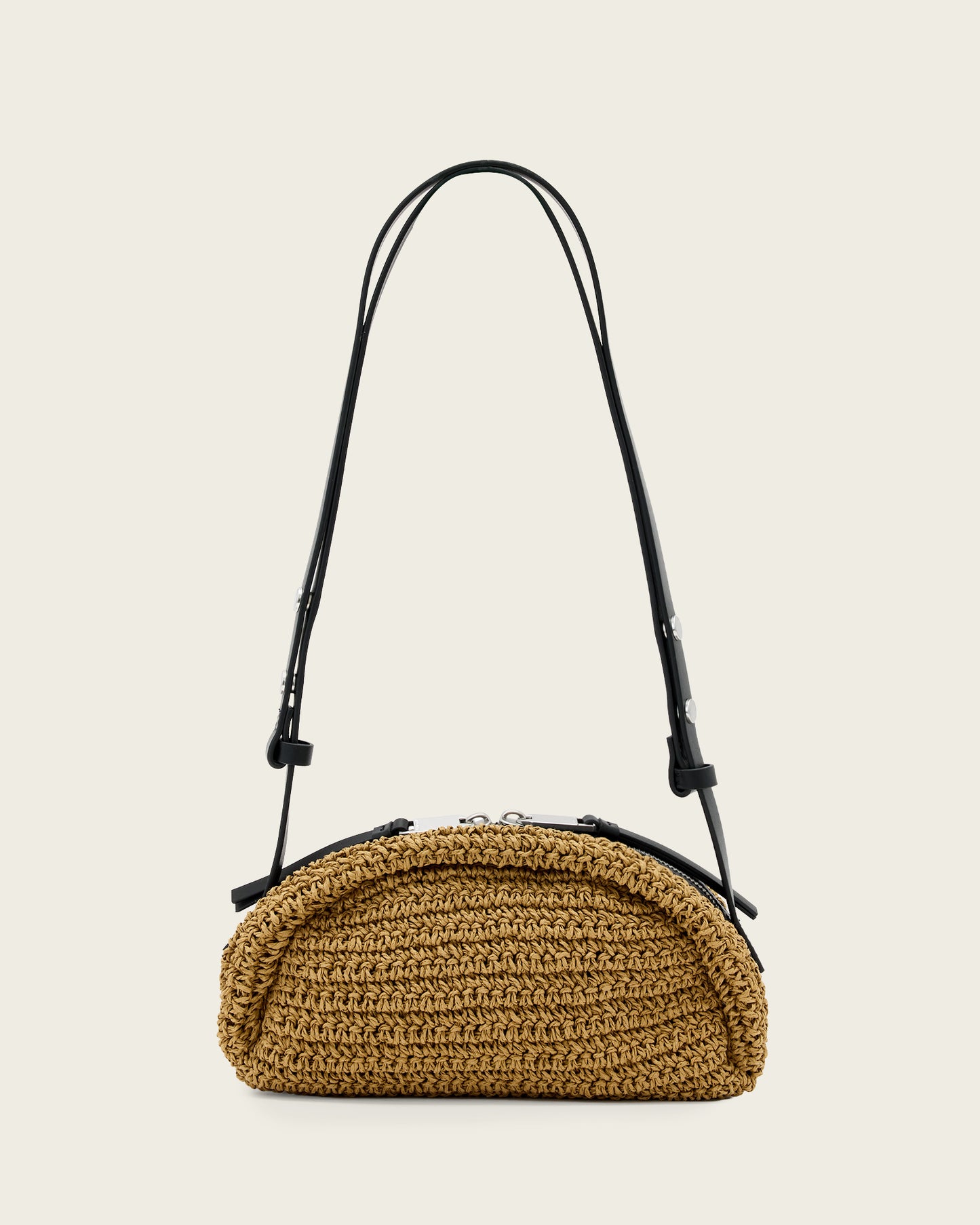 Biscuit Brown Color Rosalie Arc Raffia Crossbody Bag from AllSaints