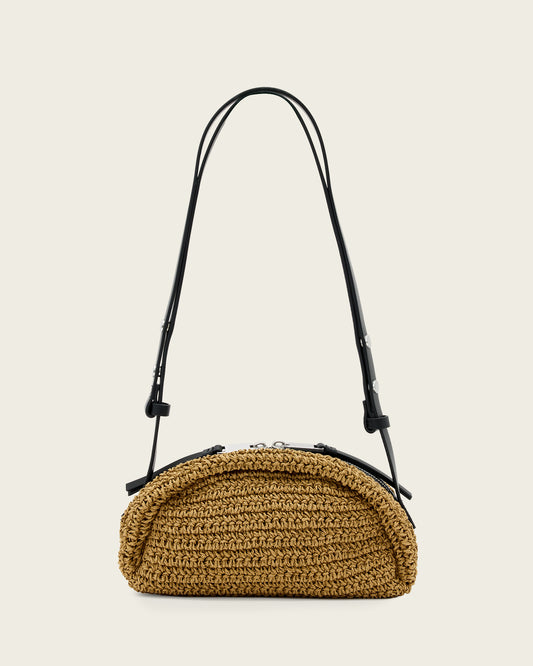 Biscuit Brown Color Rosalie Arc Raffia Crossbody Bag from AllSaints