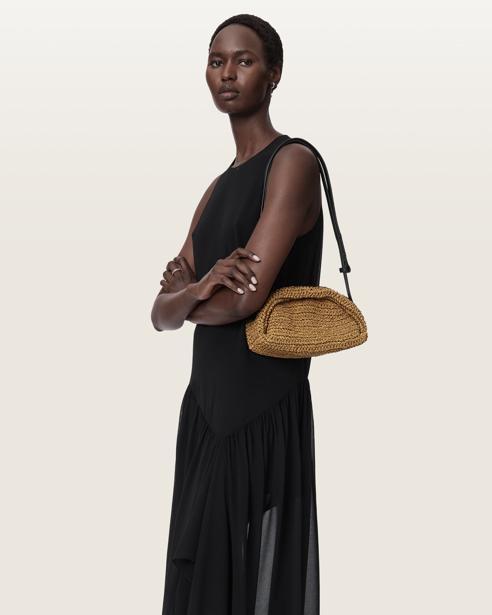 Rosalie Arc Raffia Crossbody Bag