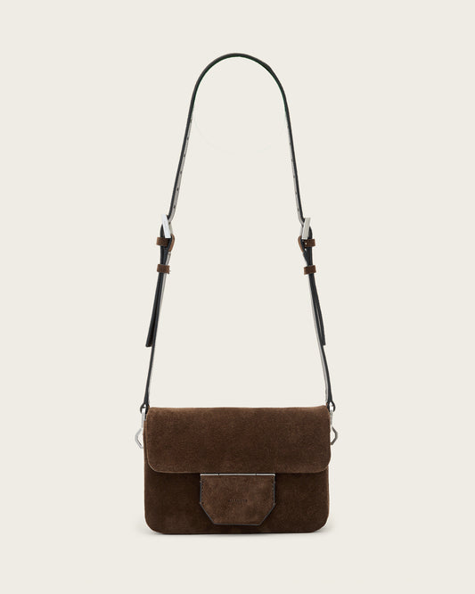 FANGO BROWN Color Jupiter Suede Crossbody from AllSaints