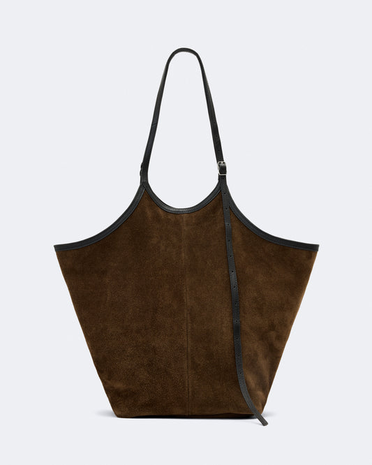 Dark Khaki Green Color Siloh Suede Ovrspill Bag from AllSaints