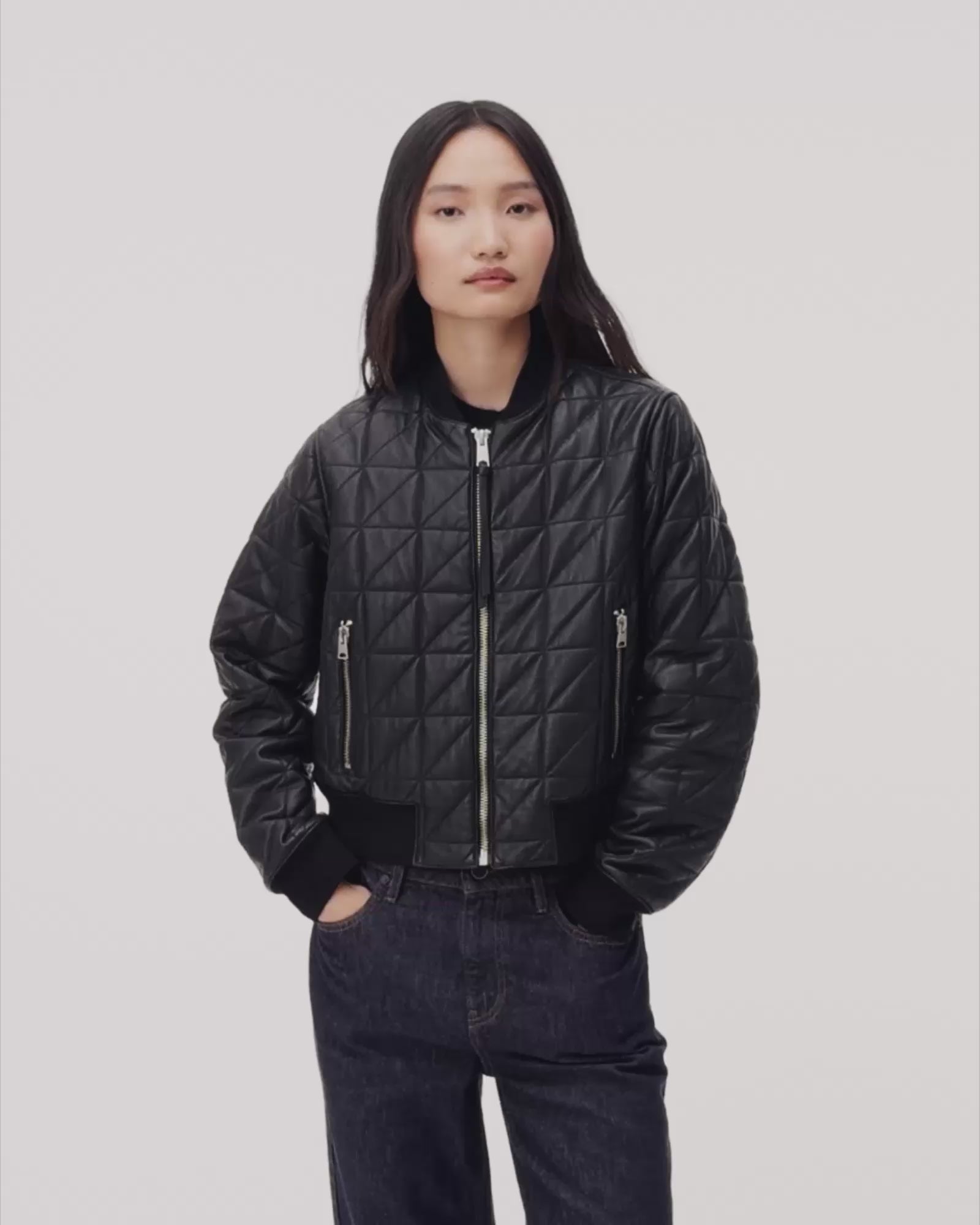 Carly Quilt Leather Bomber