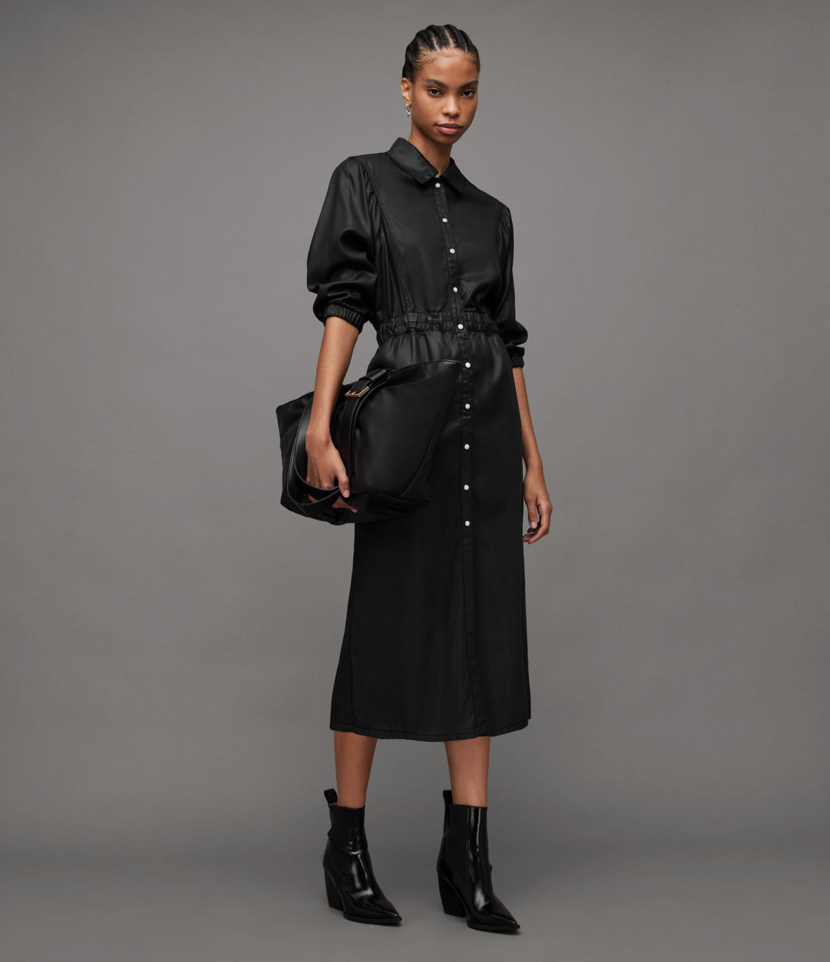 Osa Coated Denim Dress Womenswear AllSaints HK AllSaints Hong Kong