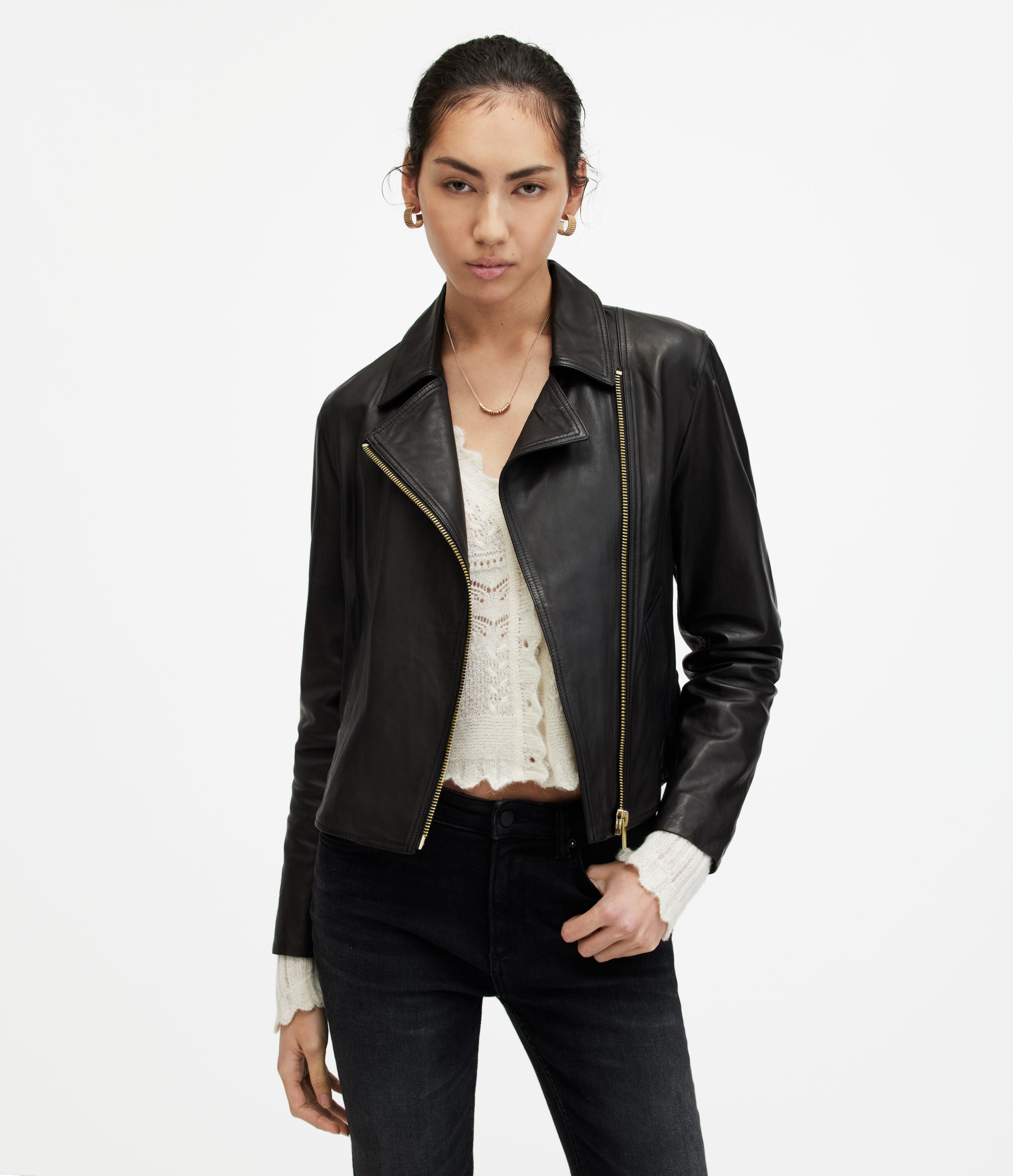 Vela Biker Leather Jacket | Womenswear | AllSaints HK – AllSaints Hong Kong